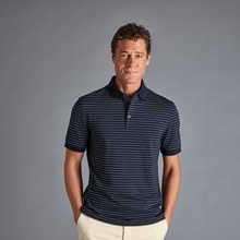 Charles Tyrwhitt Pique Polo navy white Stripes