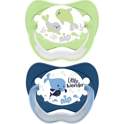 NIP Силиконови залъгалки NIP - Family, Тюлен и кит, 0-6 м, 2 броя (54000821310032)