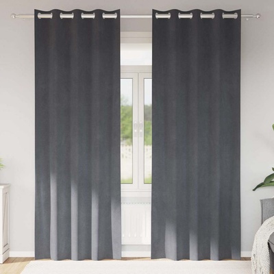 vidaXL Затъмняващи завеси 2 pcs Светлосиво 140 x 245 cm Кадифе (4107286)