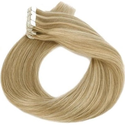 Vlasové PU pásky MINI tape in na prodlužování vlasů 50cm balayage 16/60 plavá blond / platina