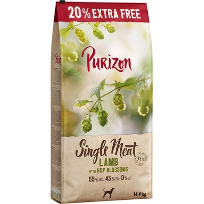Purizon Single Meat Adult jehněčí a hrách s květy chmele 14,4 kg
