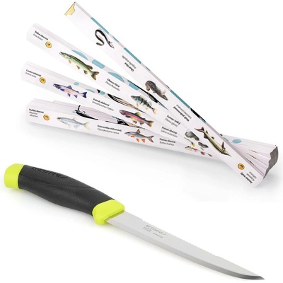 Metrie set Block 52 Skládací metr pro rybáře 2 m a nůž na ryby Morakniv Scaler 150