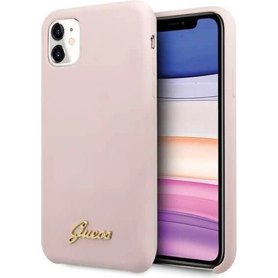 GUESS Hard Silicone Case - силиконов (TPU) калъф за iPhone 11 (розов)