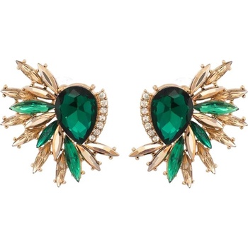 HARAHU Обеците fl-33414 - Златна / Зелена kp33414 (fl-33414)