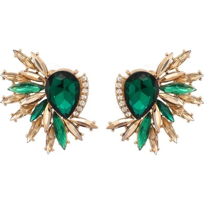 HARAHU Обеците fl-33414 - Златна / Зелена kp33414 (fl-33414)