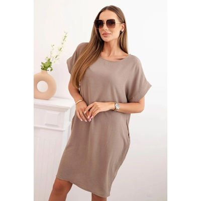 Fashionweek dámske šaty s vreckami ľahké a vzdušne K5954 latte