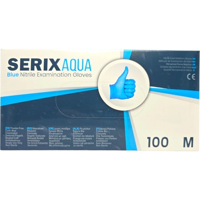 SERIX AQUA Медицински нитрилни ръкавици Blue Nitrile Gloves, M, 100 бр