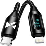 Wozinsky Кабел Wozinsky WUCLC2, USB-C към Lightning, с LED дисплей, 36W, 2m, че (WUCLC2)