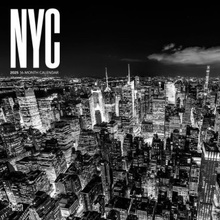 New York City Black & White 12 X 24 Inch Monthly Square Wall Plastic-Free 2025