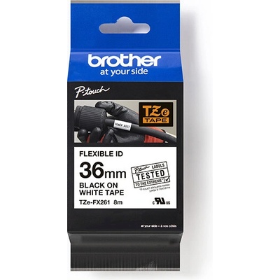 BROTHER TZE-FX261, černý tisk/bílý podklad, laminovaná, 8m, 36mm, flexibilní