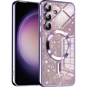 Techsuit Калъф за Samsung Galaxy S23 FE - Techsuit - Луксозен брокат MagSafe - Светло лилав (KF2325155)