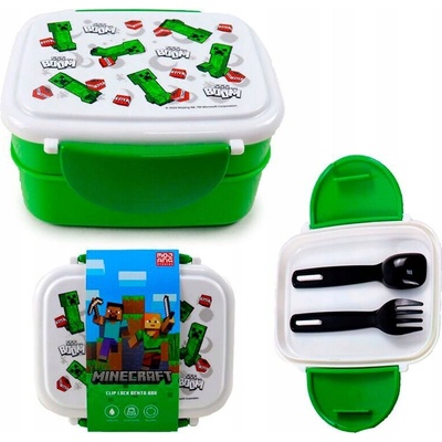 Minecraft Olovrantový box s príborom Bento Box Creeper 2 poschodia príbory