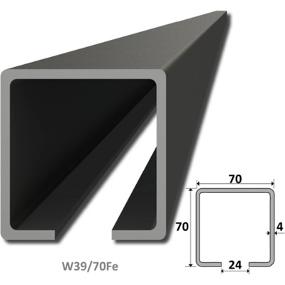 C profil 70 x 70 x 4 x 7000 mm, čierný Fe