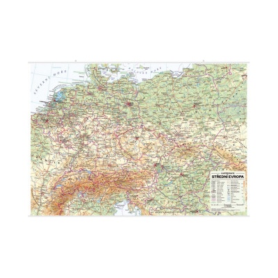 Střední Evropa - nástěnná obecně zeměpisná mapa 1 : 1 715 000