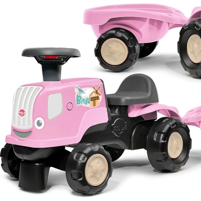 Falk Odstrkovadlo - traktor Birdy farm s prívesom ružový