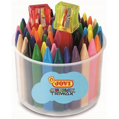 Jovi Pastelky voskové trojhranné 72 ks ořezávátko v kelímku