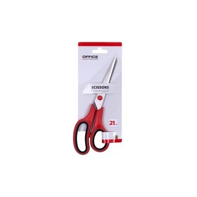 Office Products Ножица с гумирани дръжки 21см черна/червена