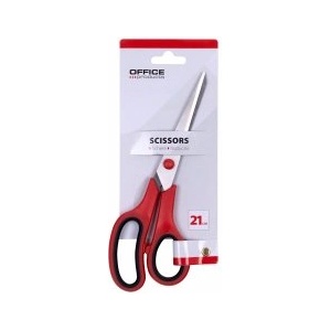 Office Products Ножица с гумирани дръжки 21см черна/червена