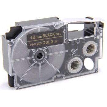 Pro Casio Съвместима лента с Casio XR-12BKG 12mm x 8m златен печат / черен фон (XR12BKG)