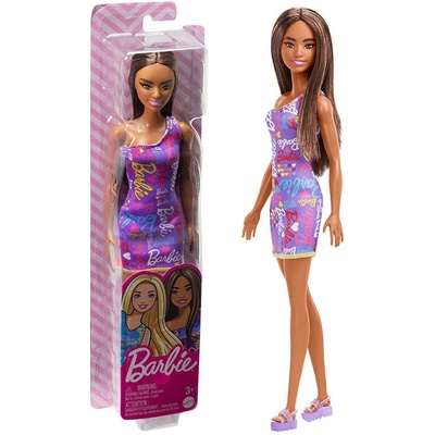 Barbie Purple Dress With Flowers Dark Skin Doll Doll With Purple Dress – Zboží Dáma