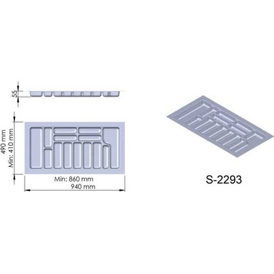 Příborník plast šedý 940x490x55 mm - 1000 STARAX S-2293-G*