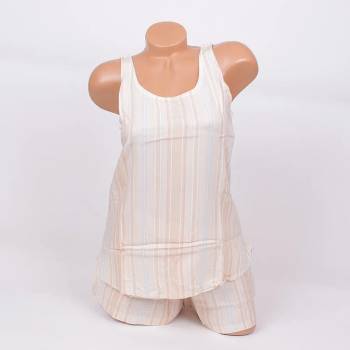 Image 1 of Лятна пижама в бежов цвят на цветно райе