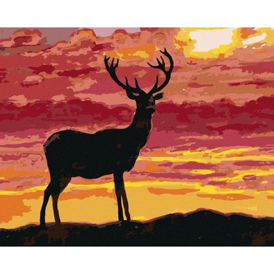 zuty Malování Podle Čísel Jelen A Západ Slunce 80 x 100 Cm Plátno 8596530069027