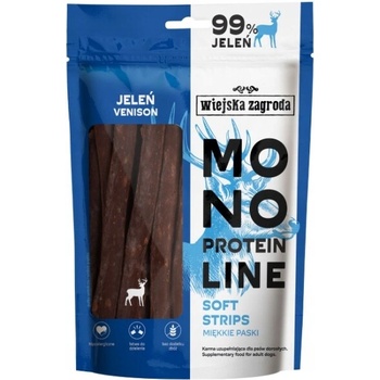 Wiejska Zagroda Monoproteínové mäkké pásiky pochúťka pre psa Jeleň 100 g