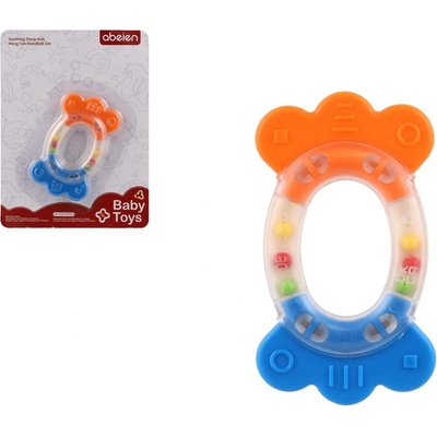 Teddies Chrastítko/Kousátko ovál plast/silikon 11cm na kartě