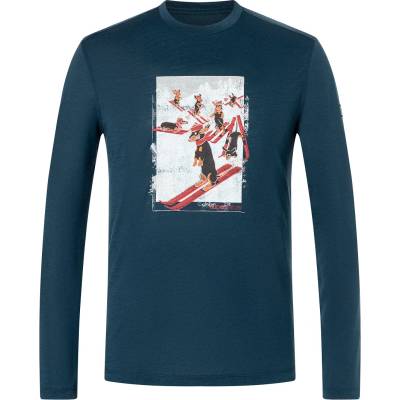 super. natural Мъжка блуза с дълъг ръкав super. natural Dachshund Party L/S Longsleeve - Blueberry / Various - размер M (216-6435-0112)
