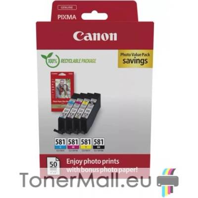 Canon Комплект 4бр. мастилени касети Canon CLI-581 Photo Value Pack 2106C006AA