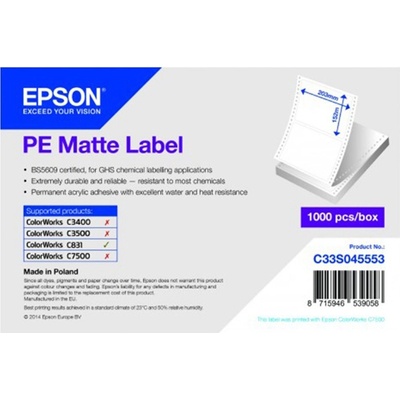 Epson etikety 203mm x 152mm, biele, balené po 1000 ks, C33S045553, pre atramentové tlačiarne