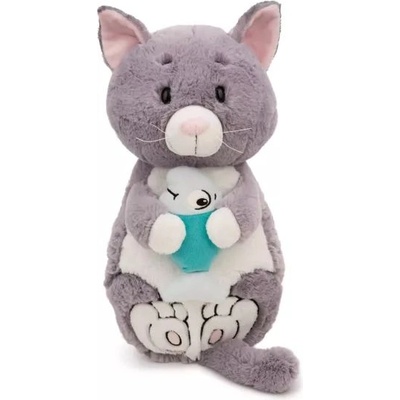 NICI Nici: Сив плюшен кот и риба - 40 x 20 см (62166)