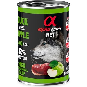 Alpha Spirit Duck with Apple - Пълноценна мокра храна с патица и ябълка за кучета 400 г