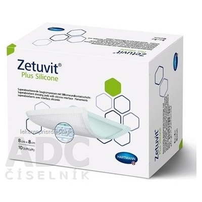 Zetuvit plus silicone kompres sterilný 8 x 8 cm 10 ks