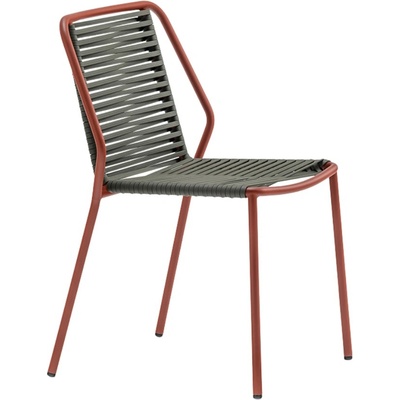 Pedrali Červená zahradní židle Philía 3900 se zelenošedým výpletem