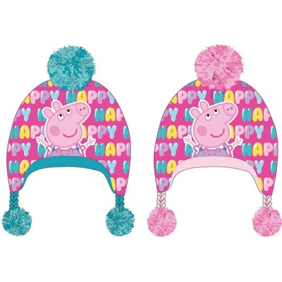 Divčí zimní čepice Prasátko Peppa 5239681 růžová/ světle růžová bambule