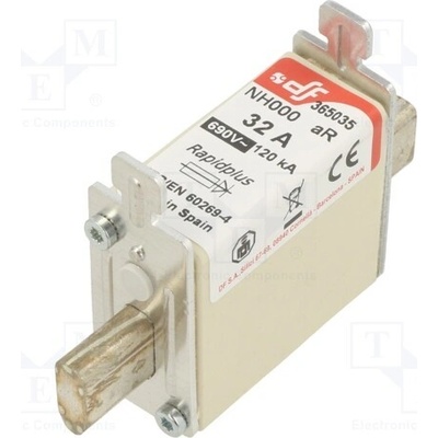 DF ELECTRIC 365035 Pojistka: tavná; 32A; 690VAC; 440VDC; aR; keramická; NH000