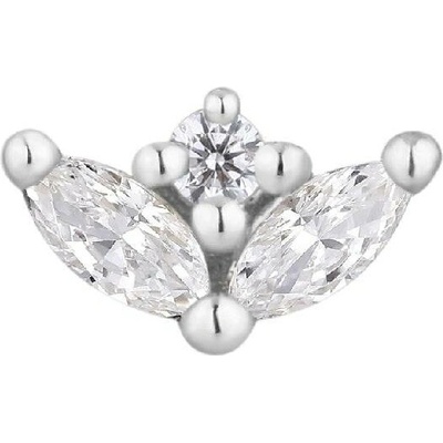 Buddha jewelry Buddha jewelry Bezzávitová koncovka piercingu Pur ze 14 kt zlata 585/1000 se zirkony Bílé zlato