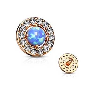 Šperky4U zlacený microdermal ozdobná část opál MD011-OP05