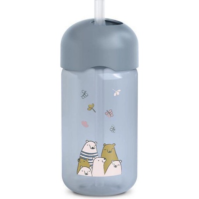 Suavinex fľaštička so slamkou Bear 340 ml modrá