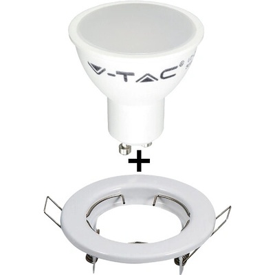V-TAC LED žiarovka GU10 7W 500lm PAR16 + RÁMIK BIELY teplá 3000K