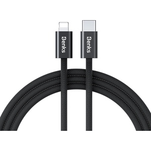 Benks Здрав кабел с въжена оплетка и бързо зареждане за устройства с USB-C към Lightning кабел за Apple устройства с Lightning порт - Benks D46 USB-C to Lightning Cable PD 27W (200 см) (черен) (D46)