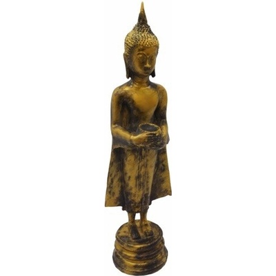 Soška pryskyřice Stojící Buddha s mísou 56 cm
