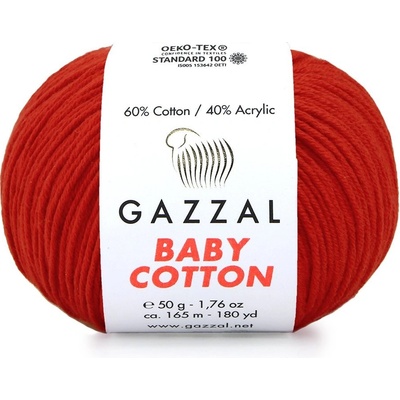 Gazzal Příze Baby cotton 3443 červená