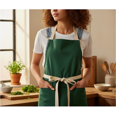 BBK Kuchyňská bavlněná zástěra BASIC II. zelená 60x75 cm 100% bavlna