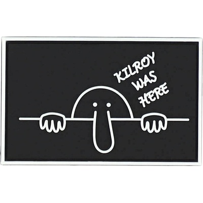 Gumová nášivka 101 Inc Kilroy was here - čierna-biela