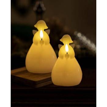 SIRIUS Voskový LED anjel, biely, 15 cm