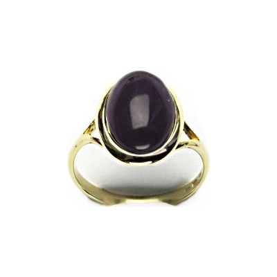 Čištín Zlatý prsten přírodní tmavý ametyst žluté zlato T 1454 m