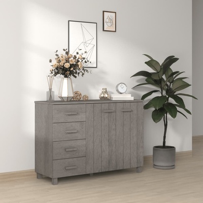 vidaXL Сайдборд HAMAR, светлосив, 113x40x80 см, борово дърво масив (340447)
